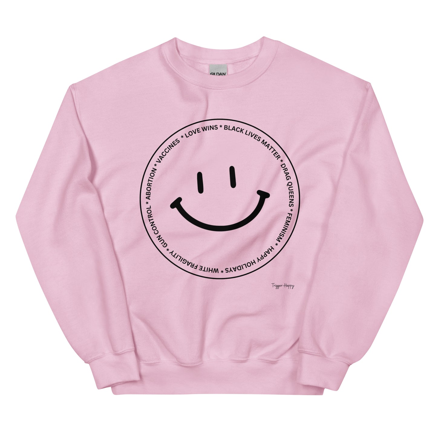 TRIGGER HAPPY UNISEX SWEATSHIRT BLACK TEXT